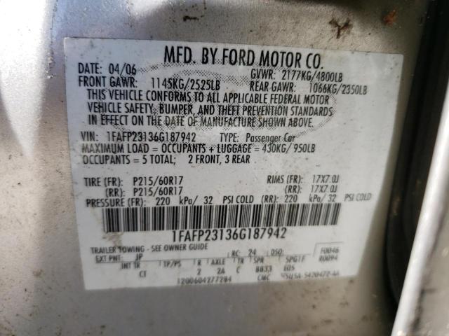 Photo 10 from auction – 2006 FORD FIVE HUNDR with VIN 1FAFP23136G187942