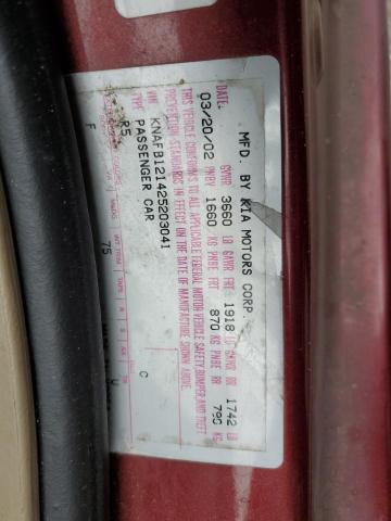 Photo 10 from auction – 2002 KIA SPECTRA BA with VIN KNAFB121425203041