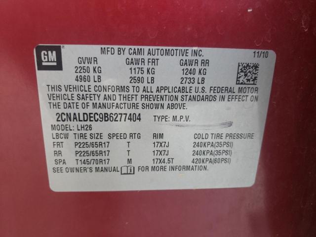 Photo 10 from auction – 2011 CHEVROLET EQUINOX LT with VIN 2CNALDEC9B6277404