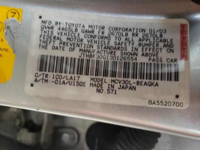 Photo 10 from auction – 2003 LEXUS ES 300 with VIN JTHBF30G130126554