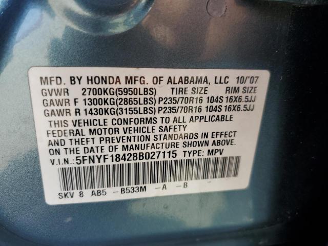 Photo 10 from auction – 2008 HONDA PILOT EX with VIN 5FNYF18428B027115