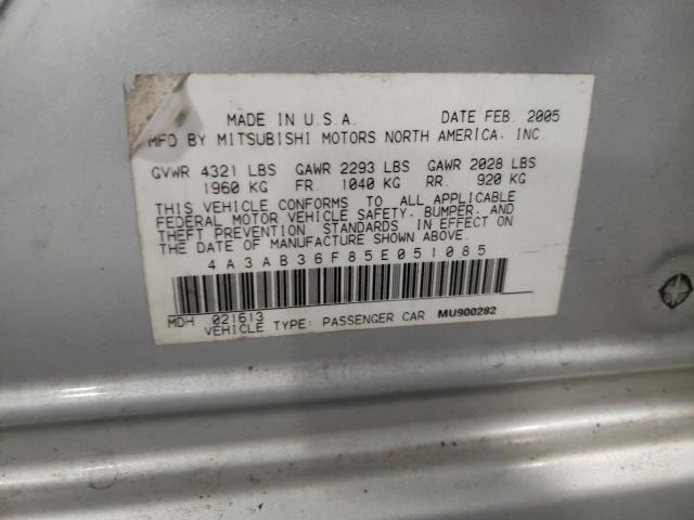 Photo 10 from auction – 2005 MITSUBISHI GALANT ES with VIN 4A3AB36F85E051085