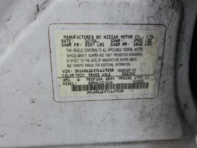 Photo 10 from auction – 2007 NISSAN SENTRA 2.0 with VIN 3N1AB61E27L619338