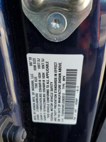 Photo 10 from auction – 2018 HONDA CR-V EXL with VIN 7FARW2H87JE083512
