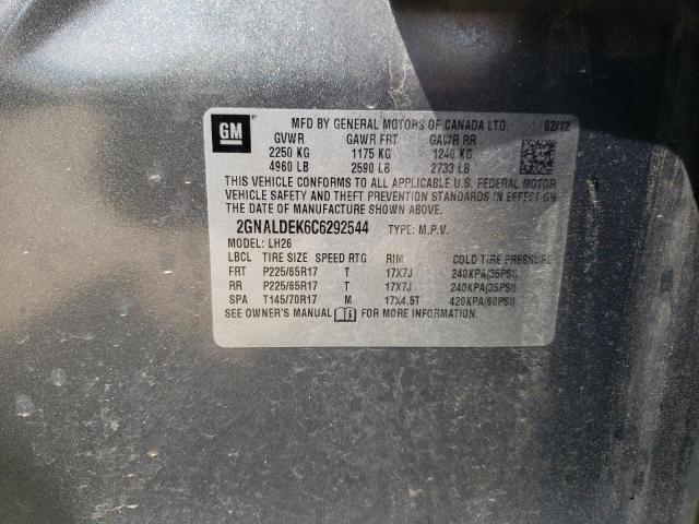 Photo 10 from auction – 2012 CHEVROLET EQUINOX LT with VIN 2GNALDEK6C6292544