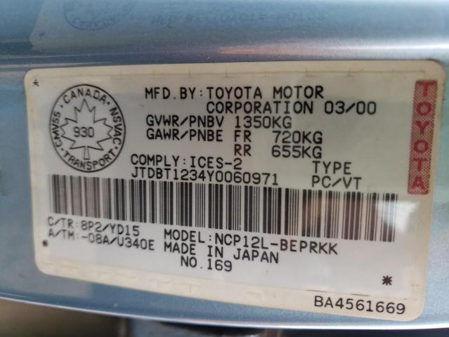 Photo 10 from auction – 2000 TOYOTA ECHO with VIN JTDBT1234Y0060971
