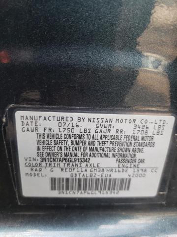 Photo 10 from auction – 2016 NISSAN VERSA S with VIN 3N1CN7AP6GL915342