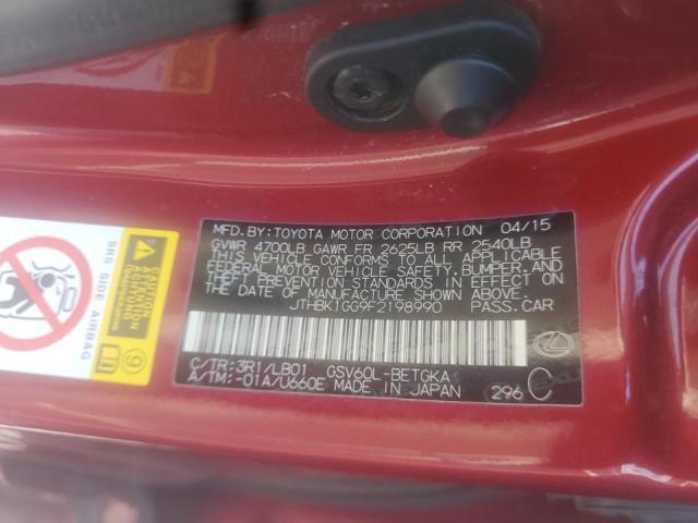 Photo 10 from auction – 2015 LEXUS ES 350 with VIN JTHBK1GG9F2198990