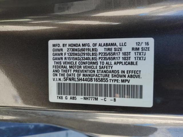 Photo 10 from auction – 2016 HONDA ODYSSEY EX with VIN 5FNRL5H44GB165855