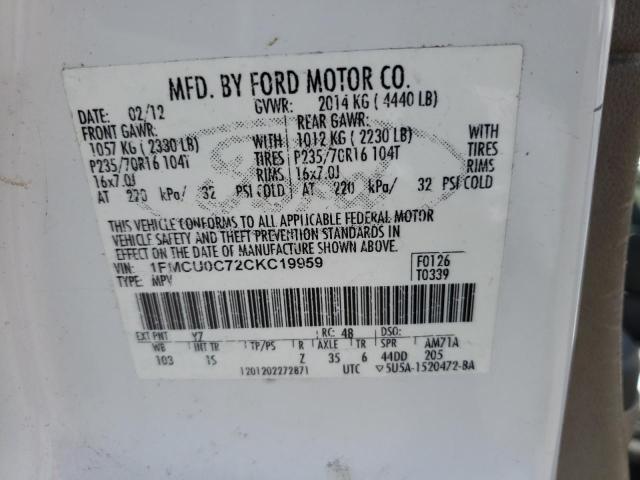 Photo 10 from auction – 2012 FORD ESCAPE XLS with VIN 1FMCU0C72CKC19959