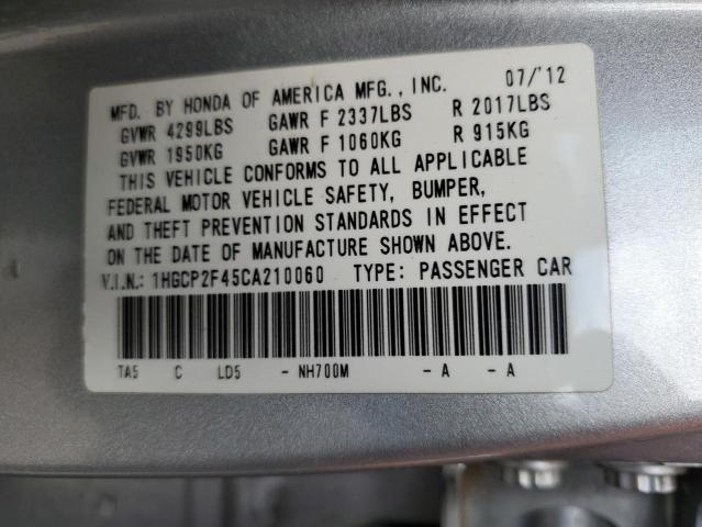 Photo 10 from auction – 2012 HONDA ACCORD LXP with VIN 1HGCP2F45CA210060