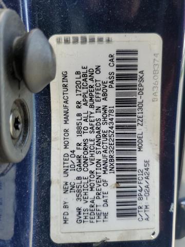 Photo 10 from auction – 2005 TOYOTA COROLLA with VIN 1NXBR32E25Z434781