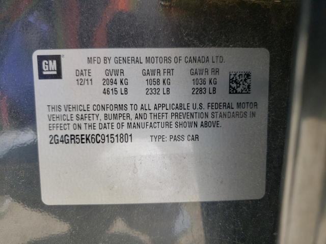 Photo 10 from auction – 2012 BUICK REGAL with VIN 2G4GR5EK6C9151801