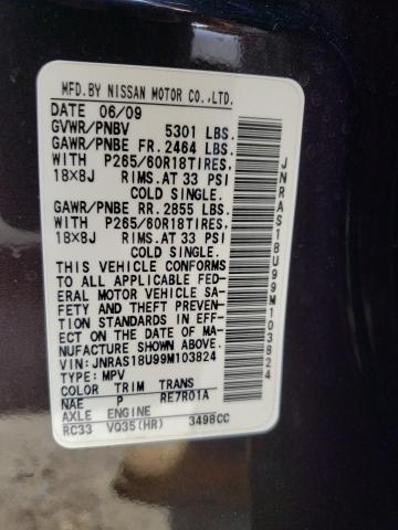 Photo 10 from auction – 2009 INFINITI FX35 with VIN JNRAS18U99M103824
