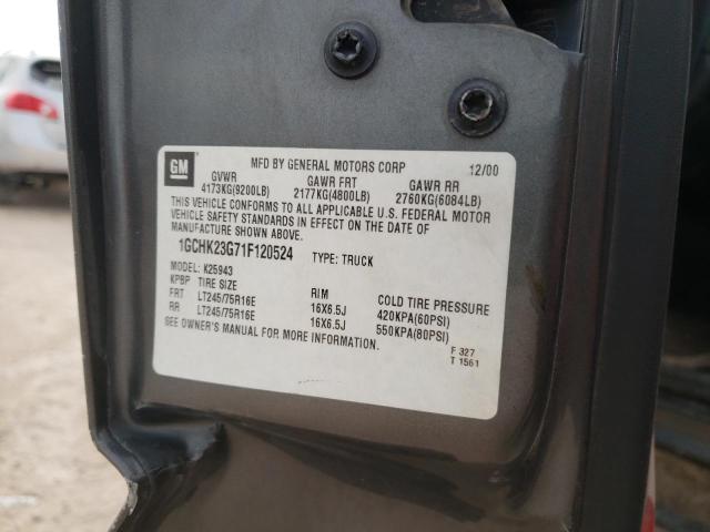 Photo 10 from auction – 2001 CHEVROLET SILVERADO with VIN 1GCHK23G71F120524