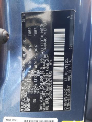 Photo 10 from auction – 2016 TOYOTA SIENNA XLE with VIN 5TDYK3DC2GS742863