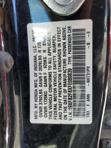 Photo 10 from auction – 2015 HONDA CIVIC EX with VIN 19XFB2F8XFE080839