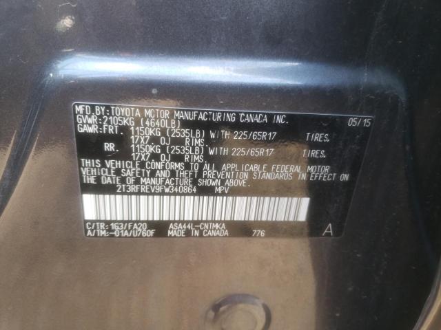 Photo 10 from auction – 2015 TOYOTA RAV4 XLE with VIN 2T3RFREV9FW340864