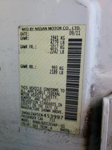 Photo 10 from auction – 2012 NISSAN ALTIMA BAS with VIN 1N4AL2AP5CN453997