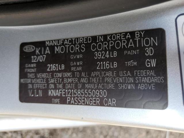 Photo 10 from auction – 2008 KIA SPECTRA EX with VIN KNAFE121585550930