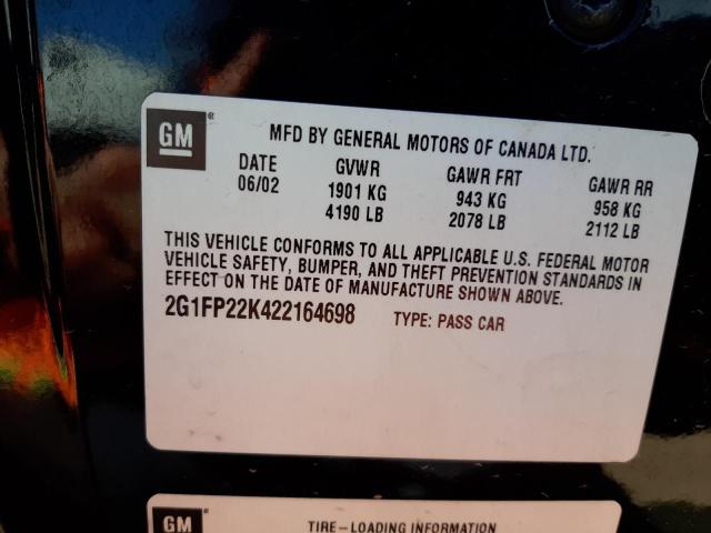 Photo 10 from auction – 2002 CHEVROLET CAMARO with VIN 2G1FP22K422164698