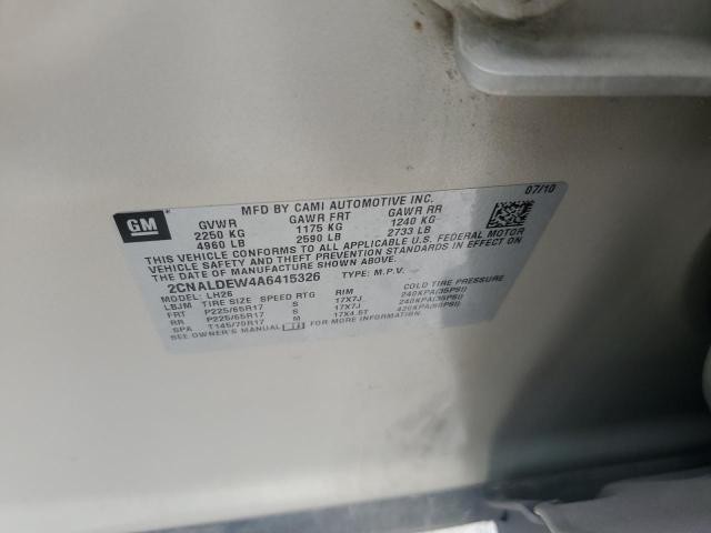 Photo 10 from auction – 2010 CHEVROLET EQUINOX LT with VIN 2CNALDEW4A6415326