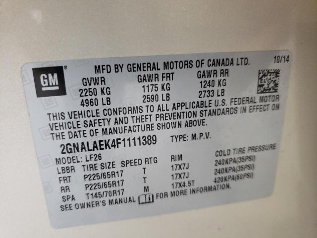 Photo 10 from auction – 2015 CHEVROLET EQUINOX LS with VIN 2GNALAEK4F1111389