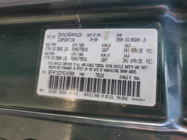 Photo 10 from auction – 2000 DODGE RAM 1500 with VIN 3B7HF13Z2YG102988