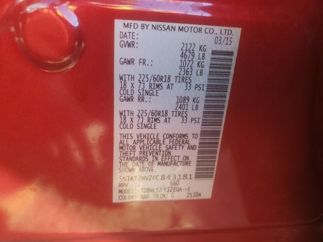 Photo 10 from auction – 2015 NISSAN ROGUE S with VIN 5N1AT2MV2FC843181