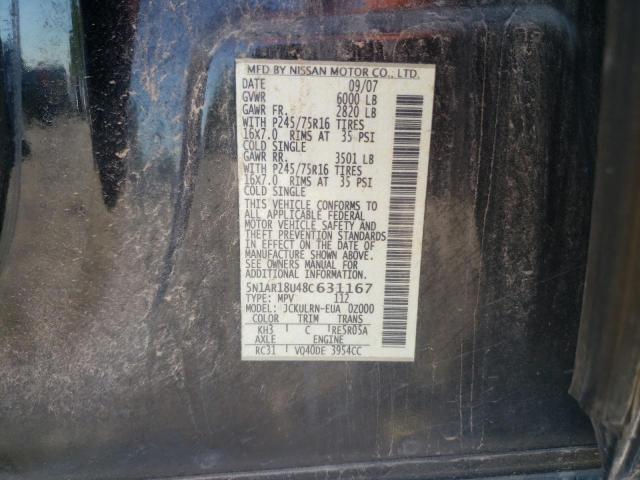 Photo 10 from auction – 2008 NISSAN PATHFINDER with VIN 5N1AR18U48C631167