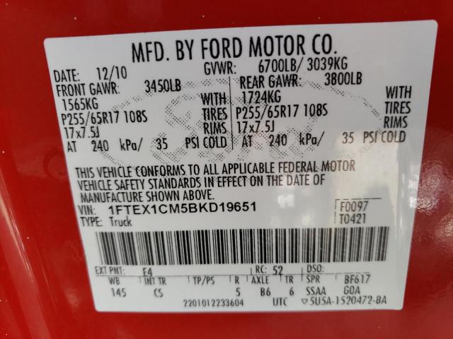 Photo 10 from auction – 2011 FORD F150 SUPER with VIN 1FTEX1CM5BKD19651
