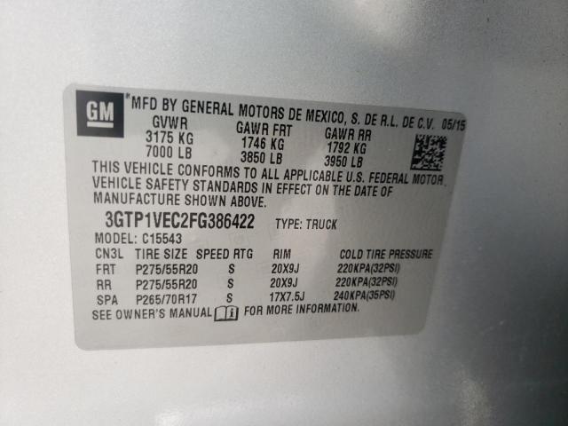 Photo 10 from auction – 2015 GMC SIERRA C15 with VIN 3GTP1VEC2FG386422