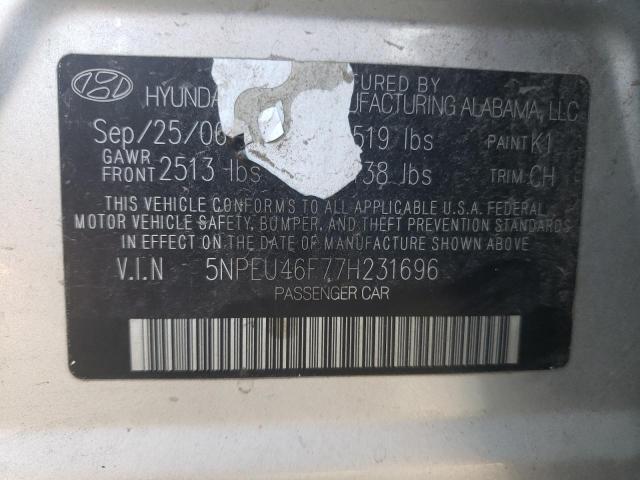 Photo 10 from auction – 2007 HYUNDAI SONATA SE with VIN 5NPEU46F77H231696