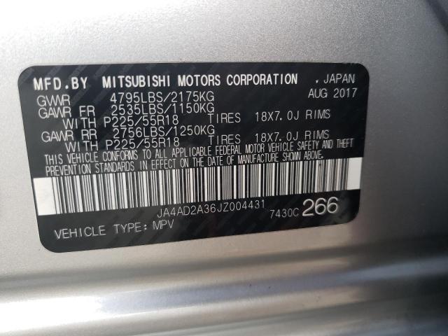 Photo 10 from auction – 2018 MITSUBISHI OUTLANDER with VIN JA4AD2A36JZ004431