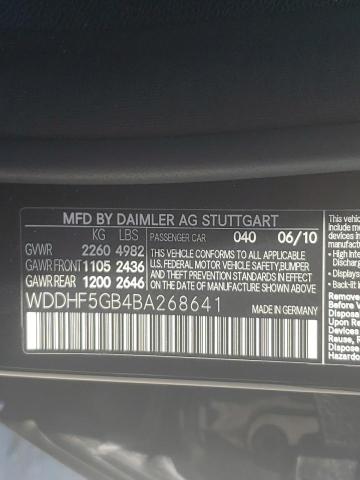 Photo 10 from auction – 2011 MERCEDES-BENZ E 350 with VIN WDDHF5GB4BA268641