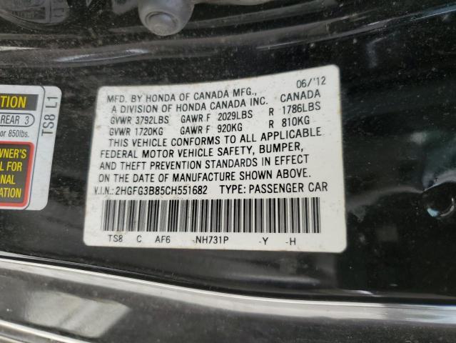 Photo 10 from auction – 2012 HONDA CIVIC EX with VIN 2HGFG3B85CH551682