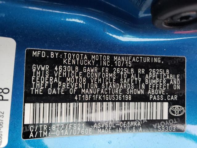 Photo 10 from auction – 2016 TOYOTA CAMRY LE with VIN 4T1BF1FK1GU536198