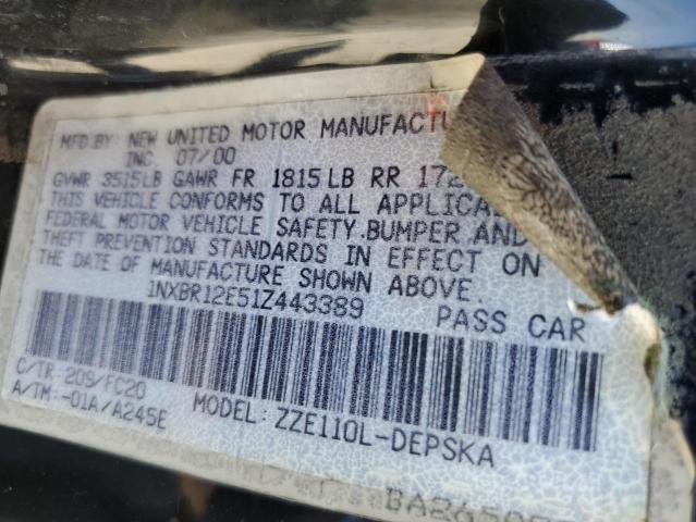 Photo 10 from auction – 2001 TOYOTA COROLLA CE with VIN 1NXBR12E51Z443389