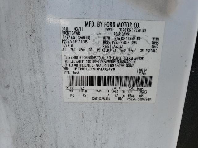 Photo 10 from auction – 2011 FORD F150 with VIN 1FTNF1CF5BKD32470