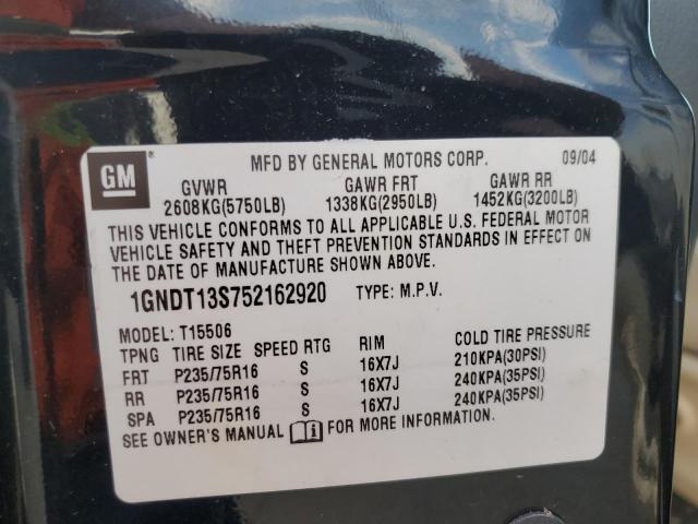 Photo 10 from auction – 2005 CHEVROLET TRAILBLAZE with VIN 1GNDT13S752162920