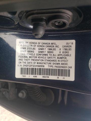 Photo 10 from auction – 2018 HONDA CIVIC LX with VIN 2HGFC2F52JH560956