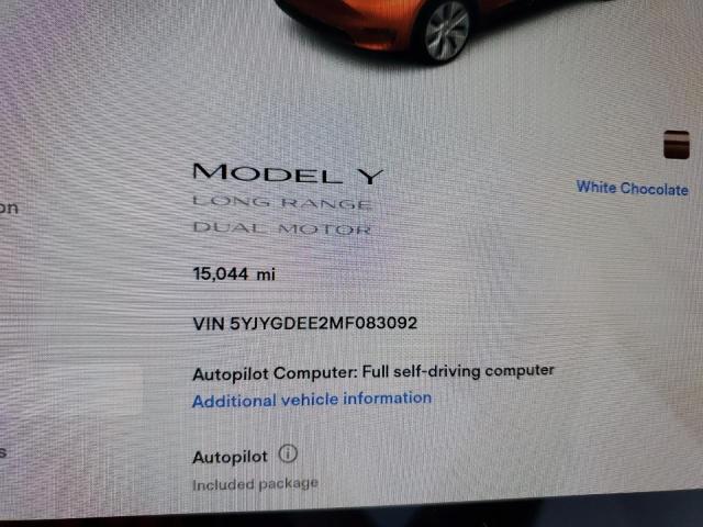 Photo 8 from auction – 2021 TESLA MODEL Y with VIN 5YJYGDEE2MF083092