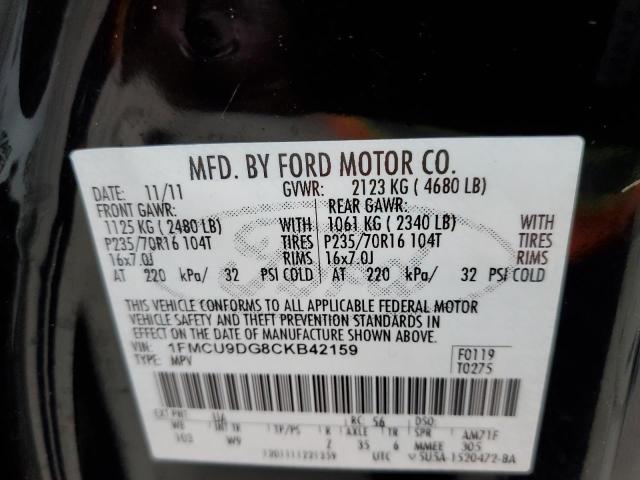Photo 10 from auction – 2012 FORD ESCAPE XLT with VIN 1FMCU9DG8CKB42159