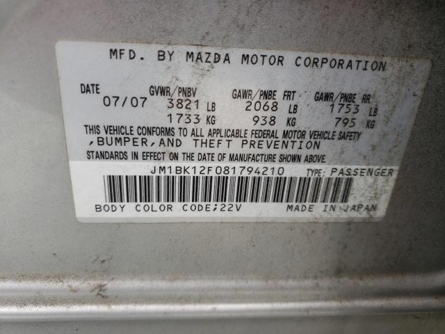 Photo 10 from auction – 2008 MAZDA 3 I with VIN JM1BK12F081794210