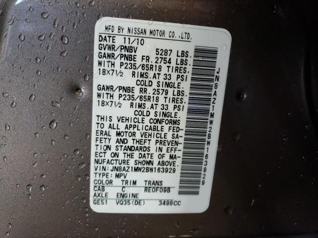 Photo 10 from auction – 2011 NISSAN MURANO S with VIN JN8AZ1MW2BW163929