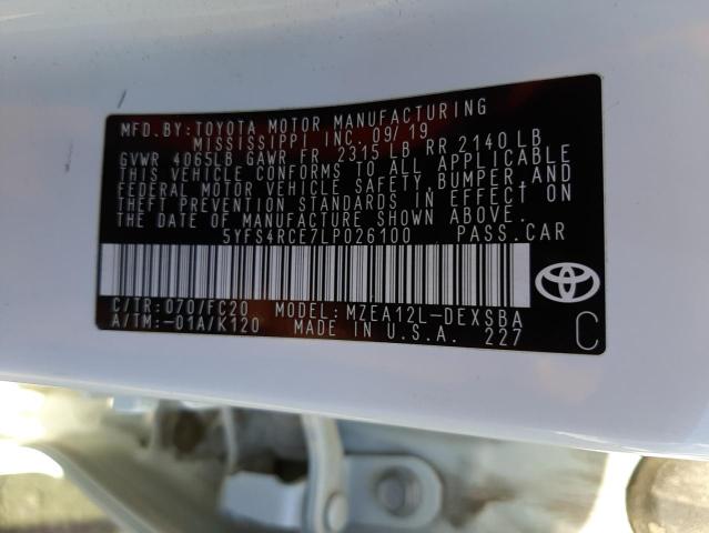 Photo 10 from auction – 2020 TOYOTA COROLLA SE with VIN 5YFS4RCE7LP026100