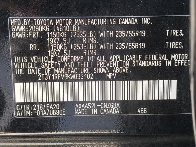 Photo 10 from auction – 2019 TOYOTA RAV4 LIMIT with VIN 2T3Y1RFV9KW033102