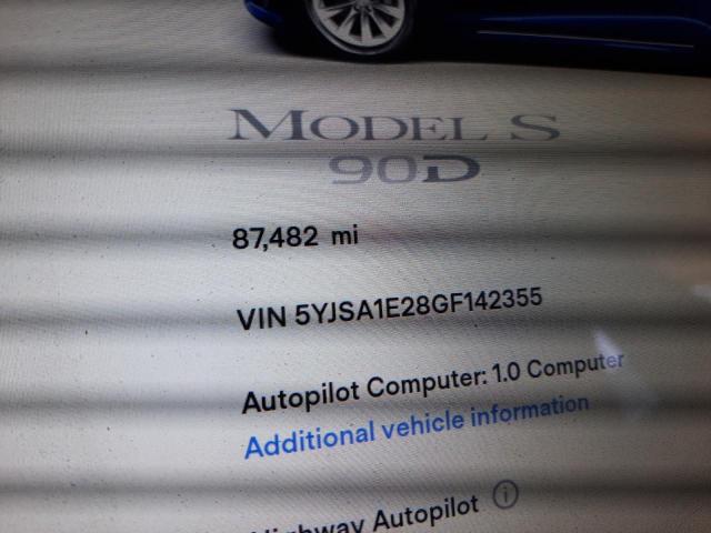 Photo 8 from auction – 2016 TESLA MODEL S with VIN 5YJSA1E28GF142355
