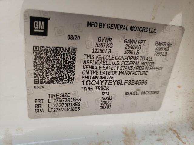 Photo 10 from auction – 2020 CHEVROLET SILVERADO with VIN 1GC4YTEY6LF324596