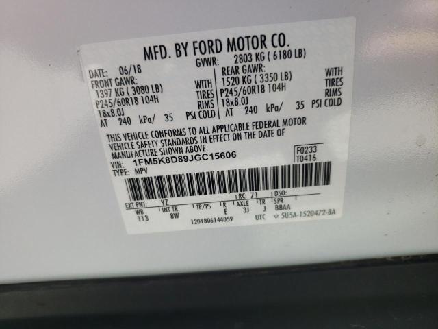 Photo 10 from auction – 2018 FORD EXPLORER X with VIN 1FM5K8D89JGC15606